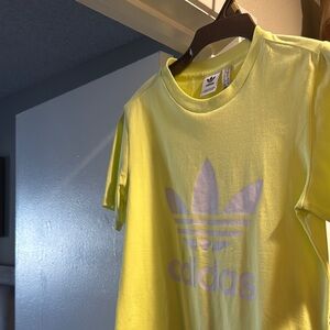 Adidas Yellow Short Sleeve Tee with Trefoil Logo